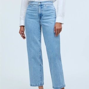 Madewell Womens Blue Cotton High Rise Cropped Emmett Wide Leg Jeans Size W28 NWT